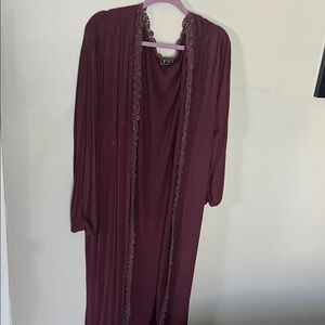 POL Burgundy Lace-Trimmed Women's Duster